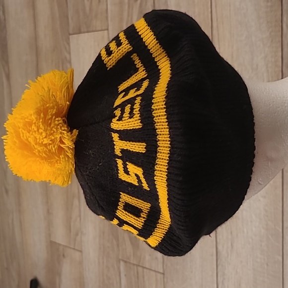 RARE Vintage Pittsburgh Steelers Winter Hat Beanie Knit Cap Pom Tam Beret Unisex - Picture 4 of 9
